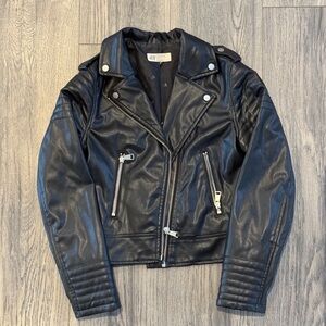 H&M Kids Girls Size 10 Black Faux-Leather Moto Biker Jacket